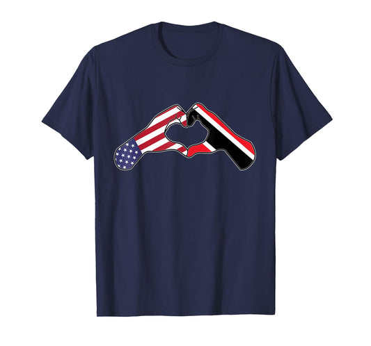 American Flag Trinidad And Tobago Heart T-Shirt