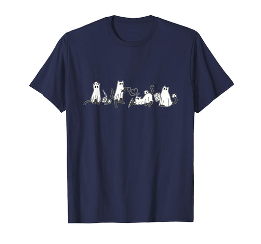 Cute Black Cat Nurse Halloween Ghost Nurse Cat Lover Cat Mom T-Shirt
