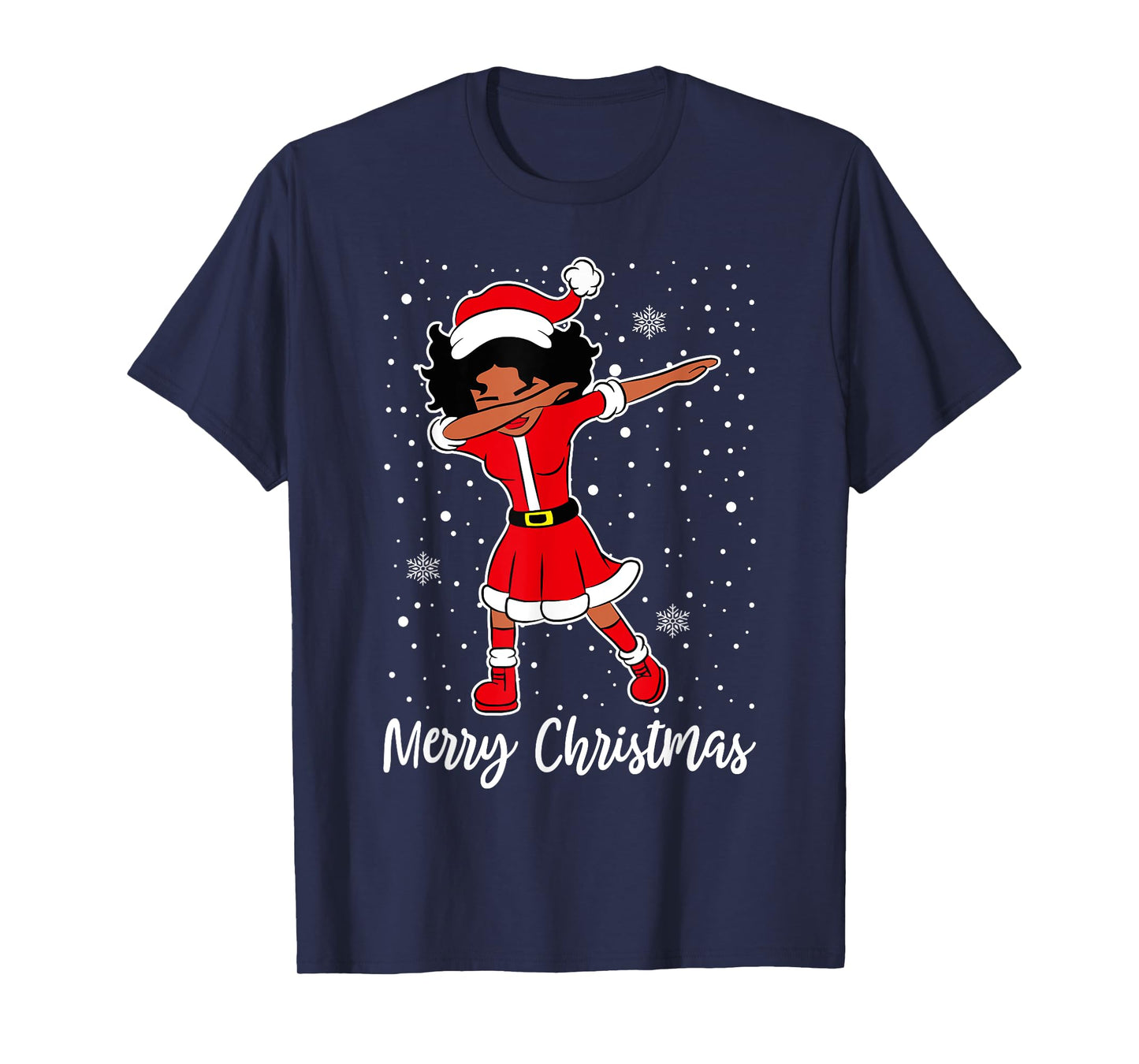 Dabbing Santa Black African American Girl Christmas Pajama T-Shirt