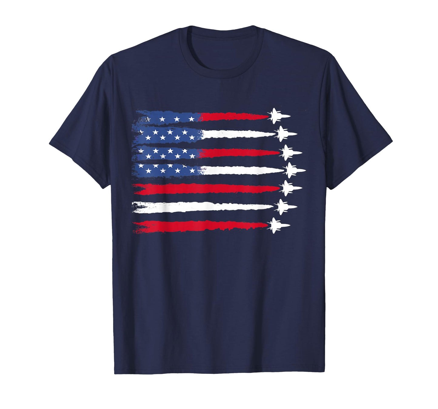 Patriotic Red White Blue USA Flag Fighter Jets 4th of July T-Shirt