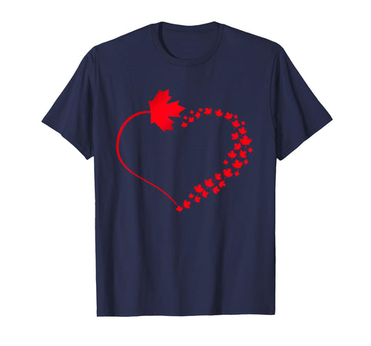 Maple Leaf Heart Canada Pride Vacation Travel Canadian Gift T-Shirt