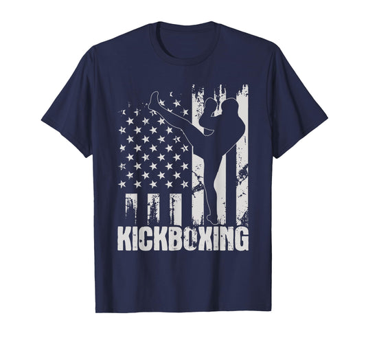 Kickboxing - USA American Flag Kickboxer Combat Self Defense Women Kids Men T-Shirt
