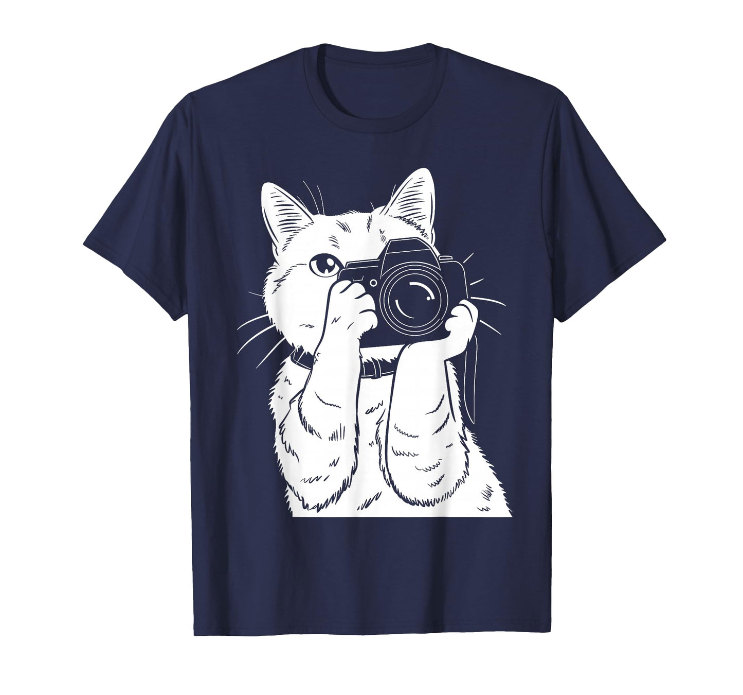 Cat With Camera Photographer Funny Cute Kawaii Photography T-Shirt