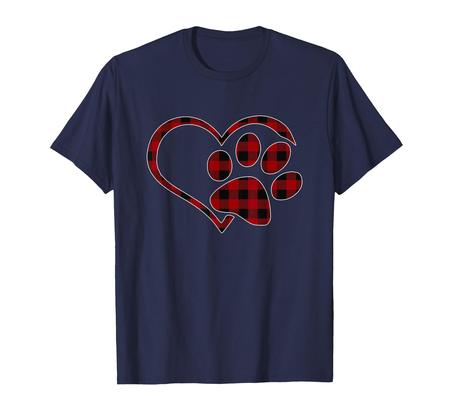 Red Black Plaid Heart Paw Matching Family Pajama Funny Gift T-Shirt