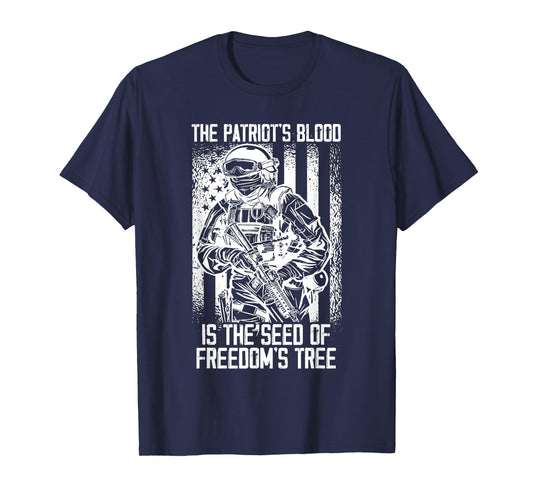The Patriot Soldier Is The Seed of Freedom Tree 4th of July T-Shirt