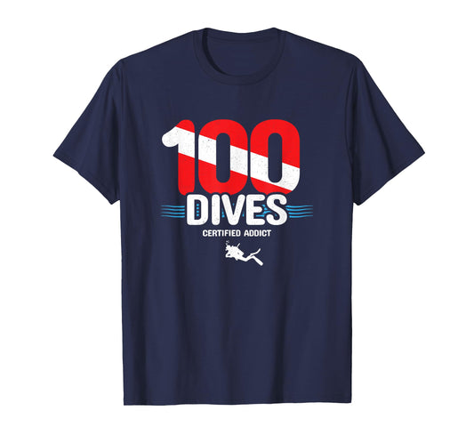 100th Dive Gift - Diver Down Flag - Scuba Diving T-Shirt