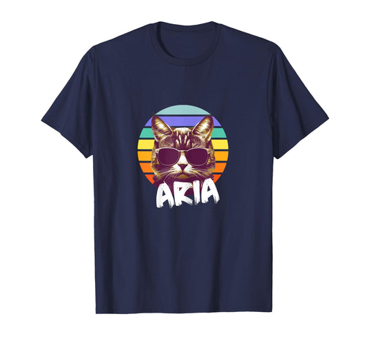 ARIA - Beautiful girl name with a cool funny Cat T-Shirt