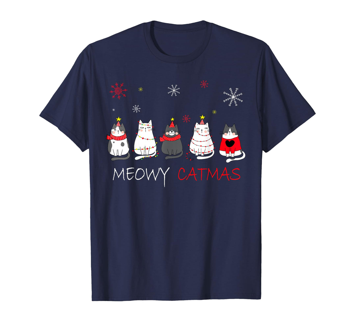 Meowy Catmas Christmas Funny Cats T-Shirt