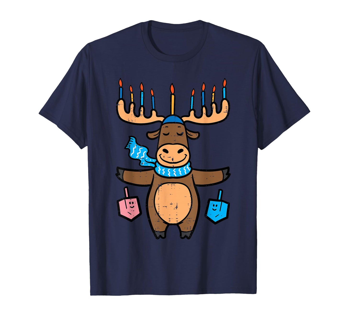Hanukkah Moose Menorah Antler Chanukah Boys Kids Women Men T-Shirt