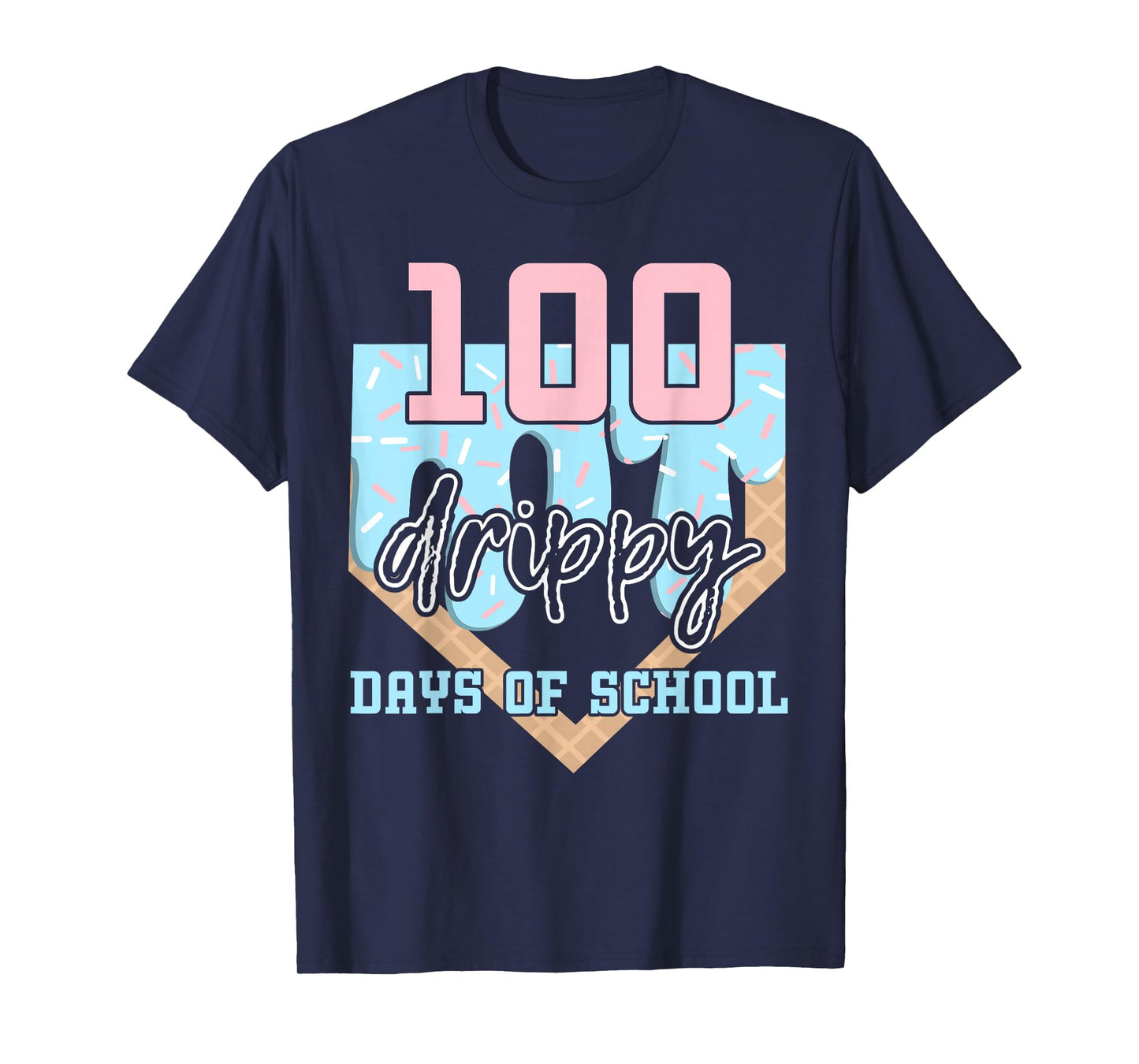 100 Drippy Days of School Baseball Ice Cream 100th Day Boys T-Shirt