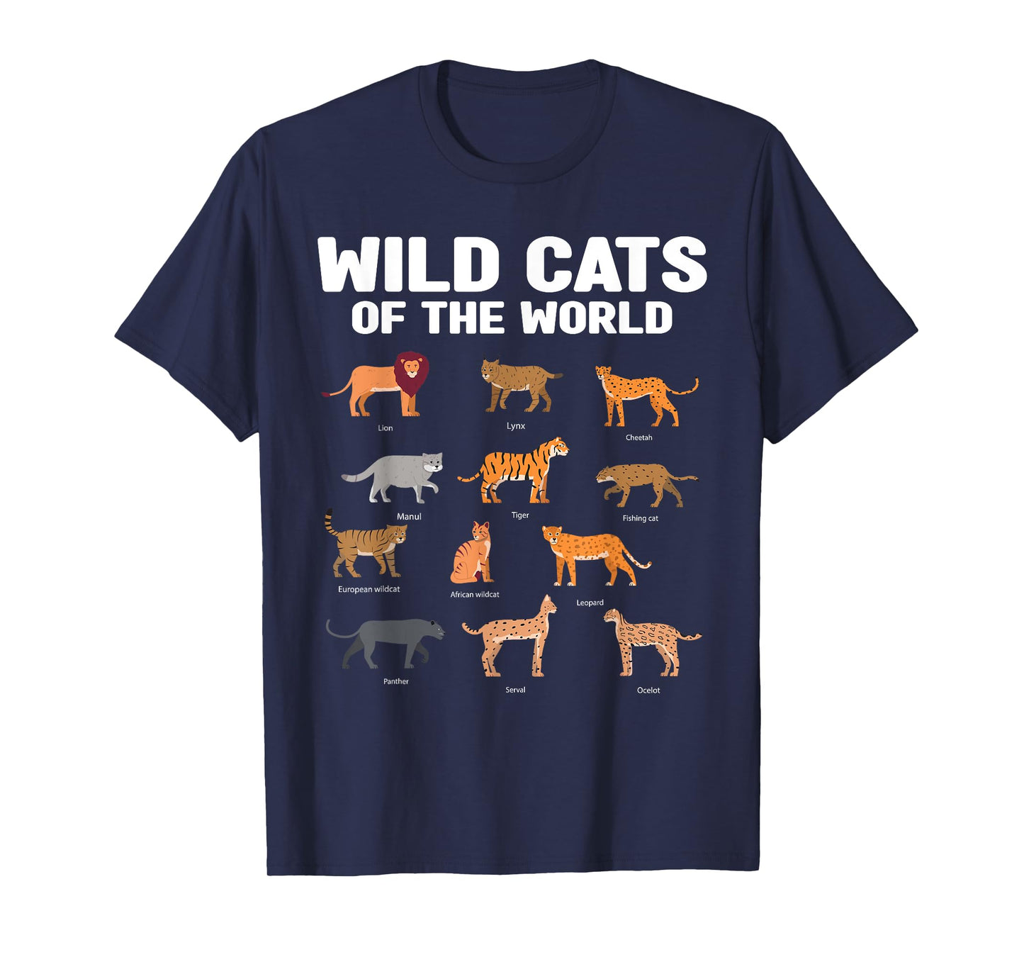 wild cats of the world lion tiger T-Shirt