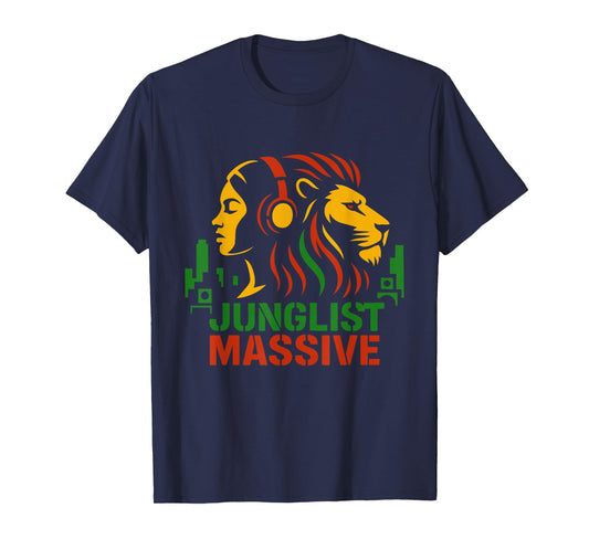 Junglist Massive Lion Woman Headphones Rave Design T-Shirt