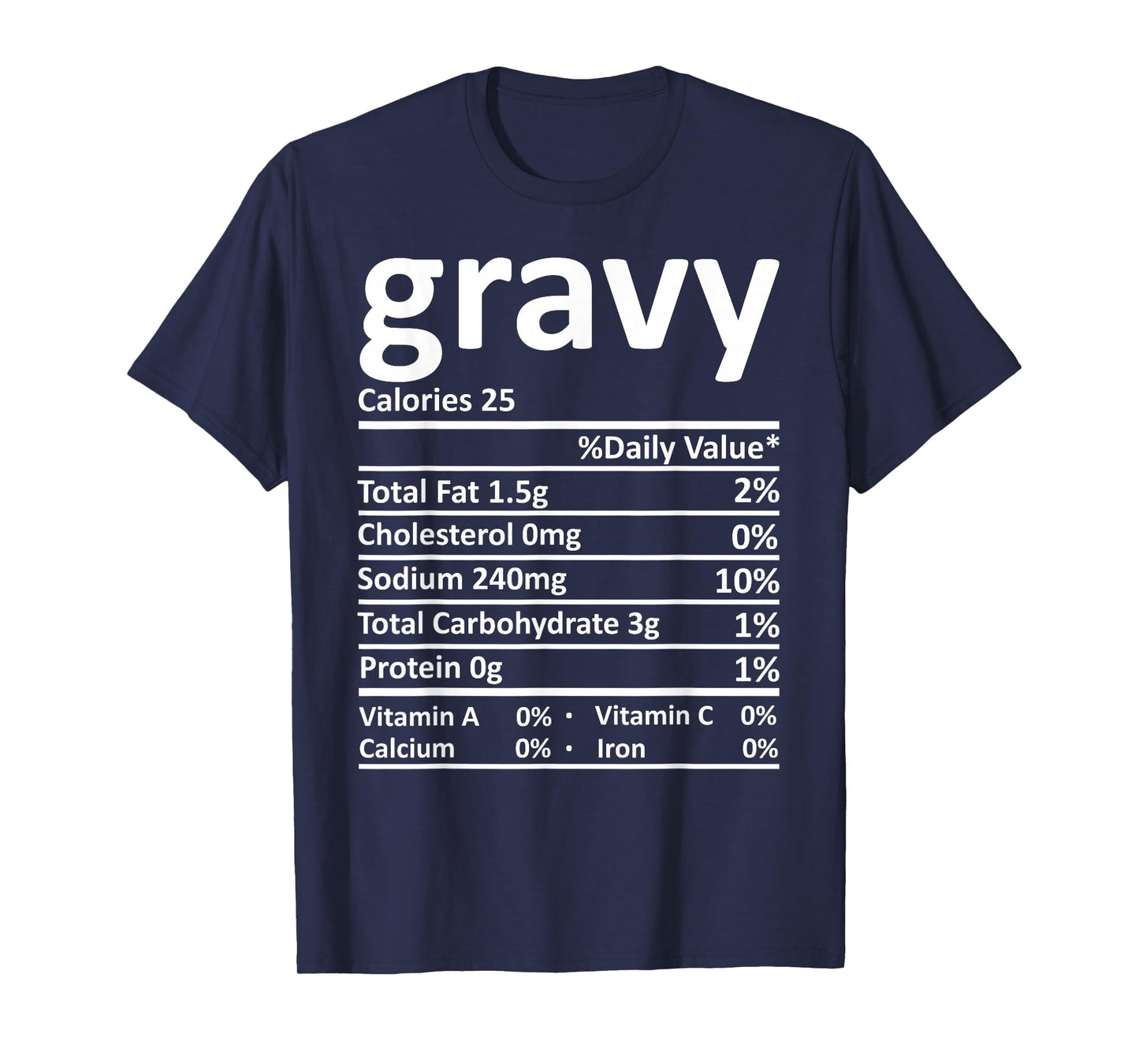 Gravy Nutrition Thanksgiving Costume Food Facts Christmas T-Shirt