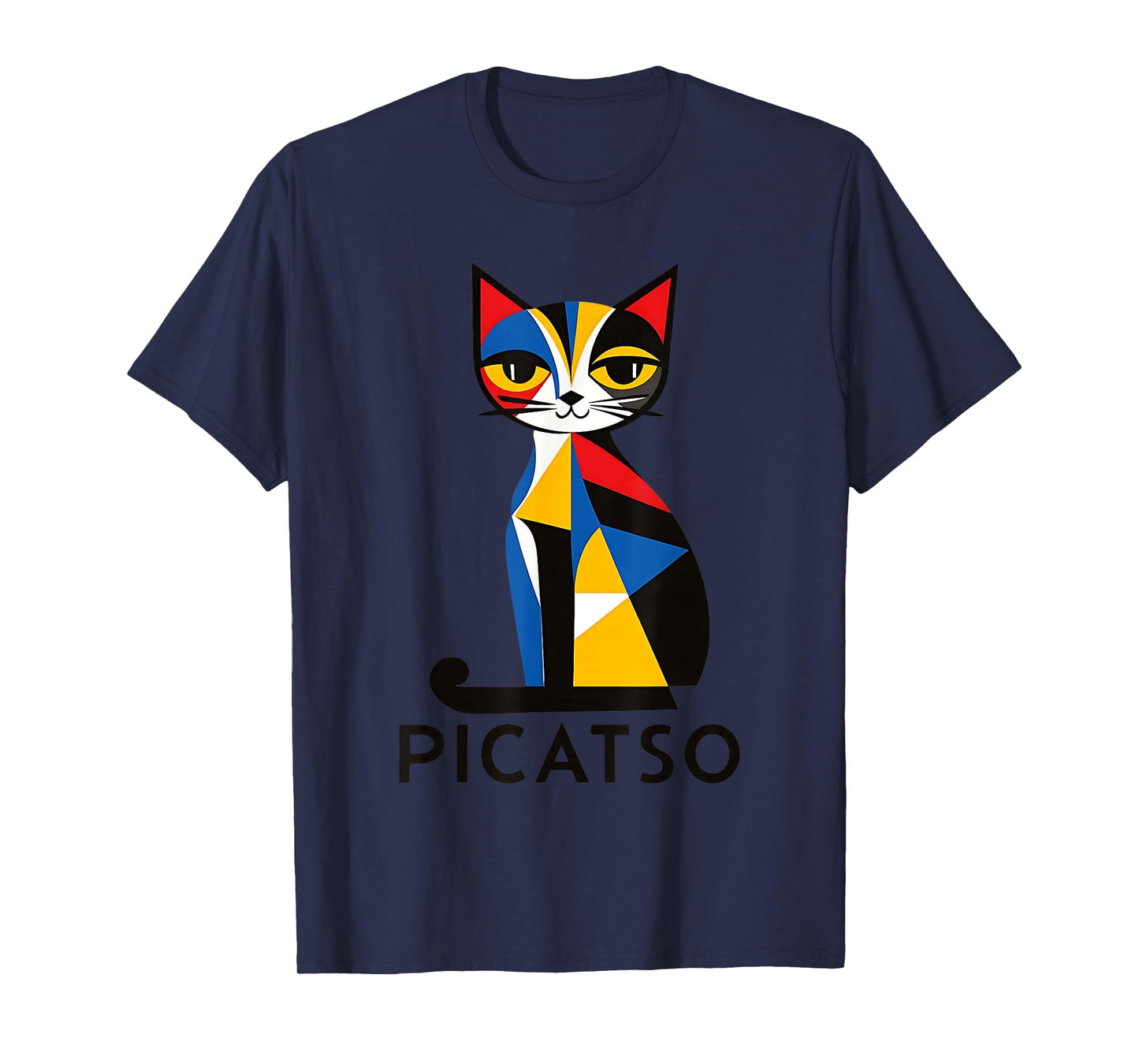 Picatso Cubism Kitty Cat Art -- Retro Vintage Feline Design T-Shirt