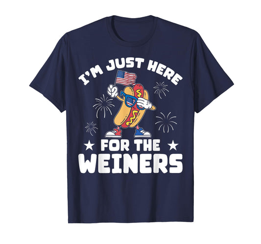 USA I'm Just Here For The Weiners Funny 4th Of July T-Shirt