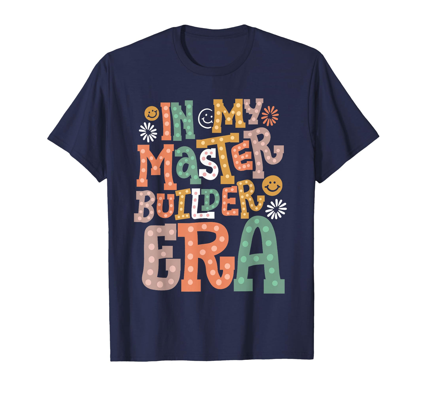 in My Master Builder Era Retro Groovy Building Blocks Kids T-Shirt