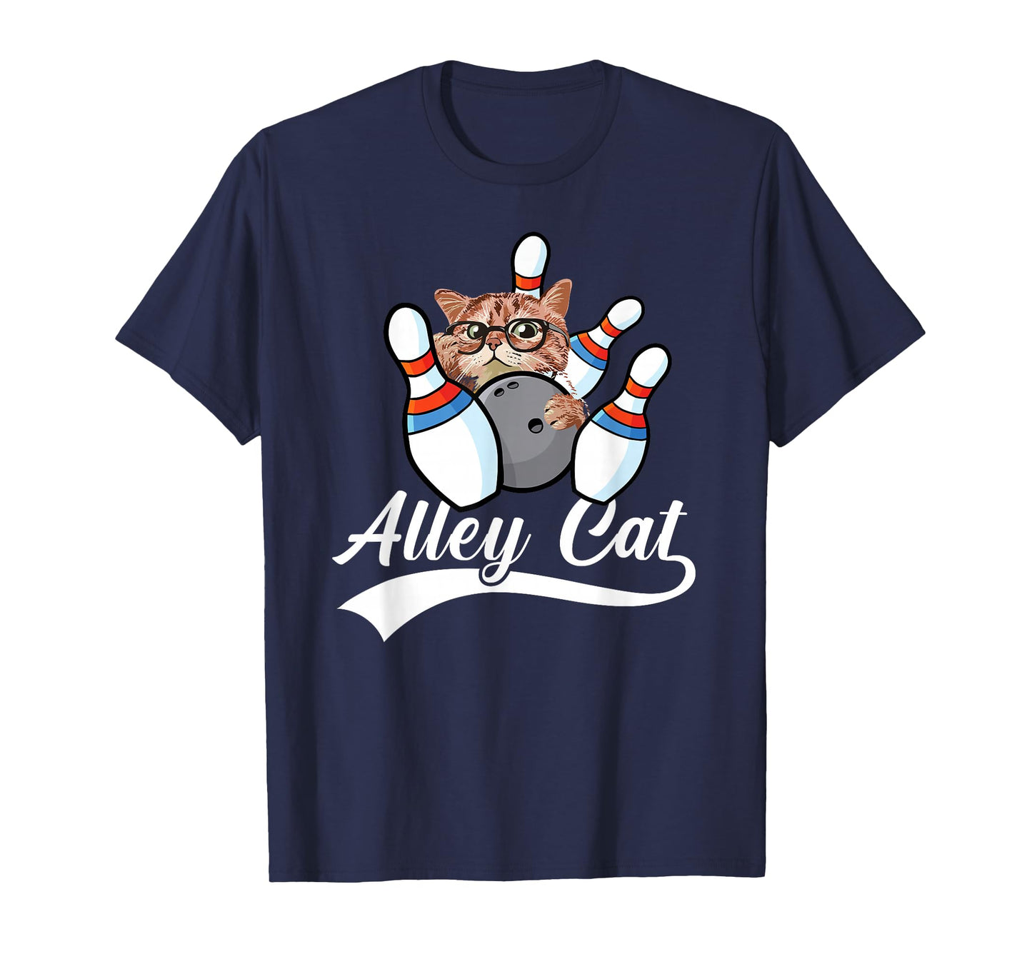 Alley Cat Bowler Funny Animal Bowling Quote T-Shirt