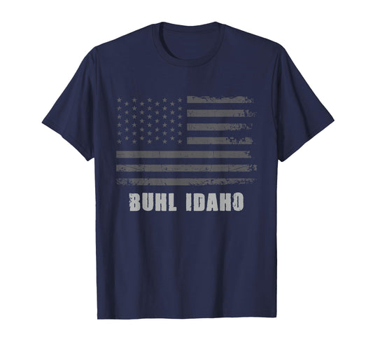 American Flag Buhl, Idaho USA Patriotic Souvenir T-Shirt