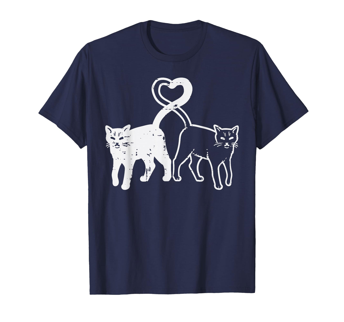 Black and White Cat Heart Tail Cute Kitten Women Girls Kids T-Shirt