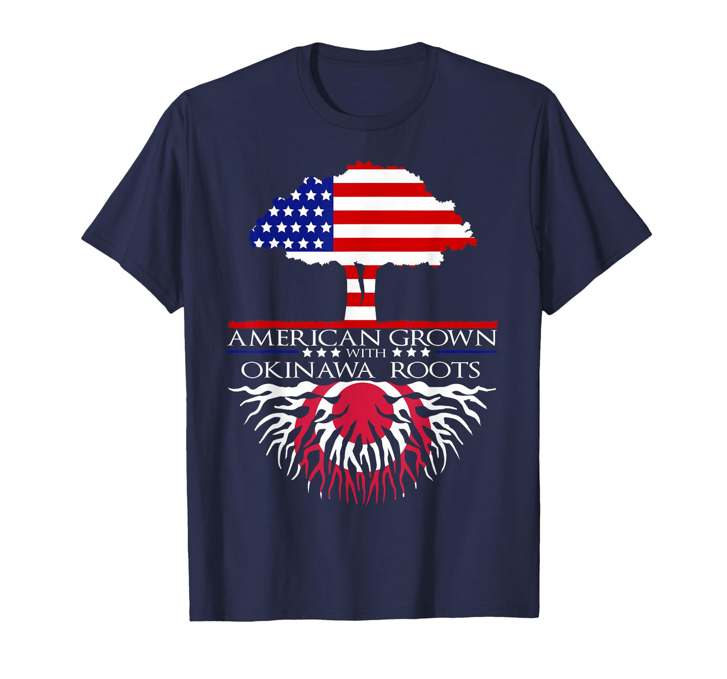 Okinawa Roots Japanese American Flag T-Shirt