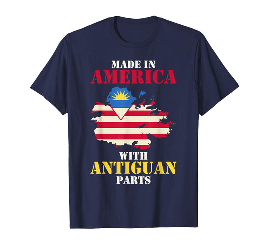 Made in America with Antiguan parts USA Antigua flag T-Shirt