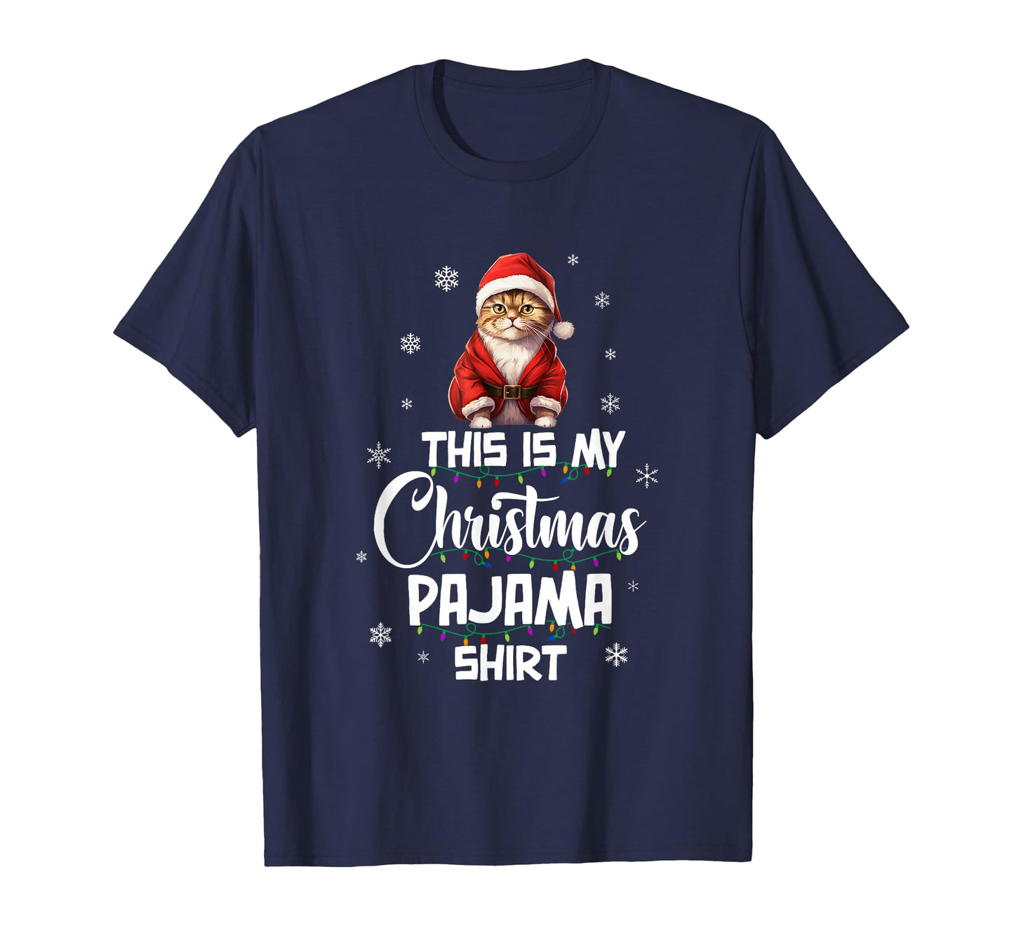 This Is My Christmas Pajama Shirt Cat Lover Funny Christmas T-Shirt