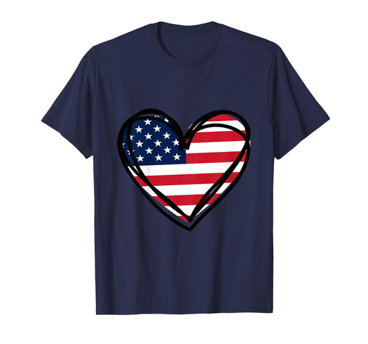 Girls 4th of July 4 Heart Flag US Independence Day Toddler T-Shirt