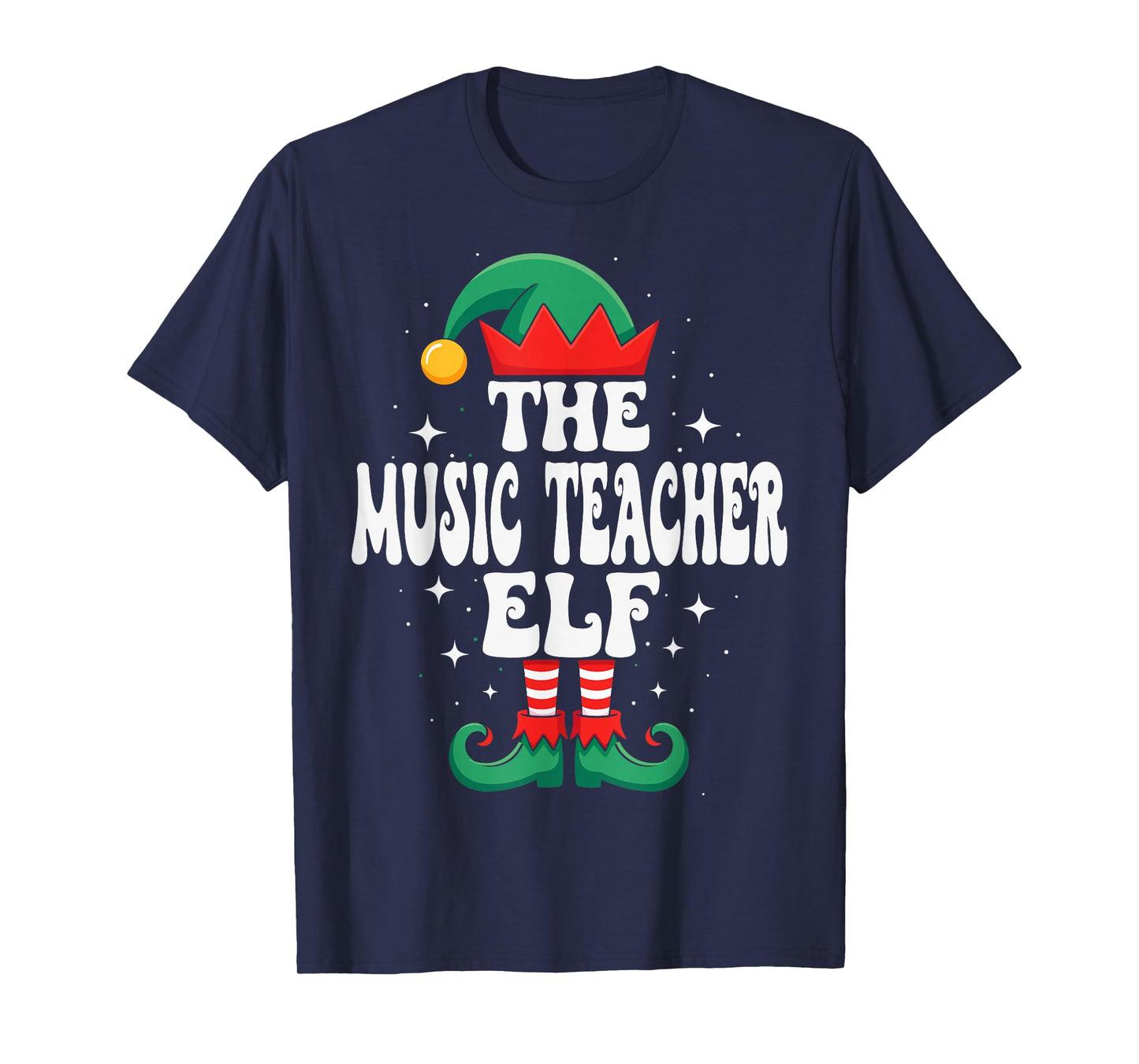 The Music Teacher Elf Funny Christmas Matching Family T-Shirt