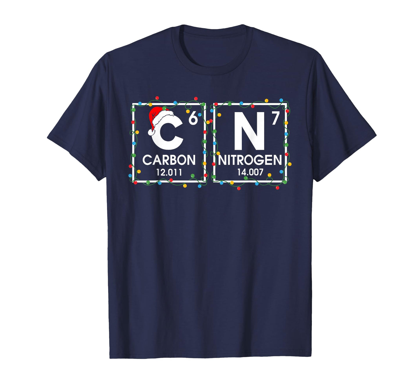 Six Seven Christmas Carbon Nitrogen 67 Funny Science Teacher T-Shirt