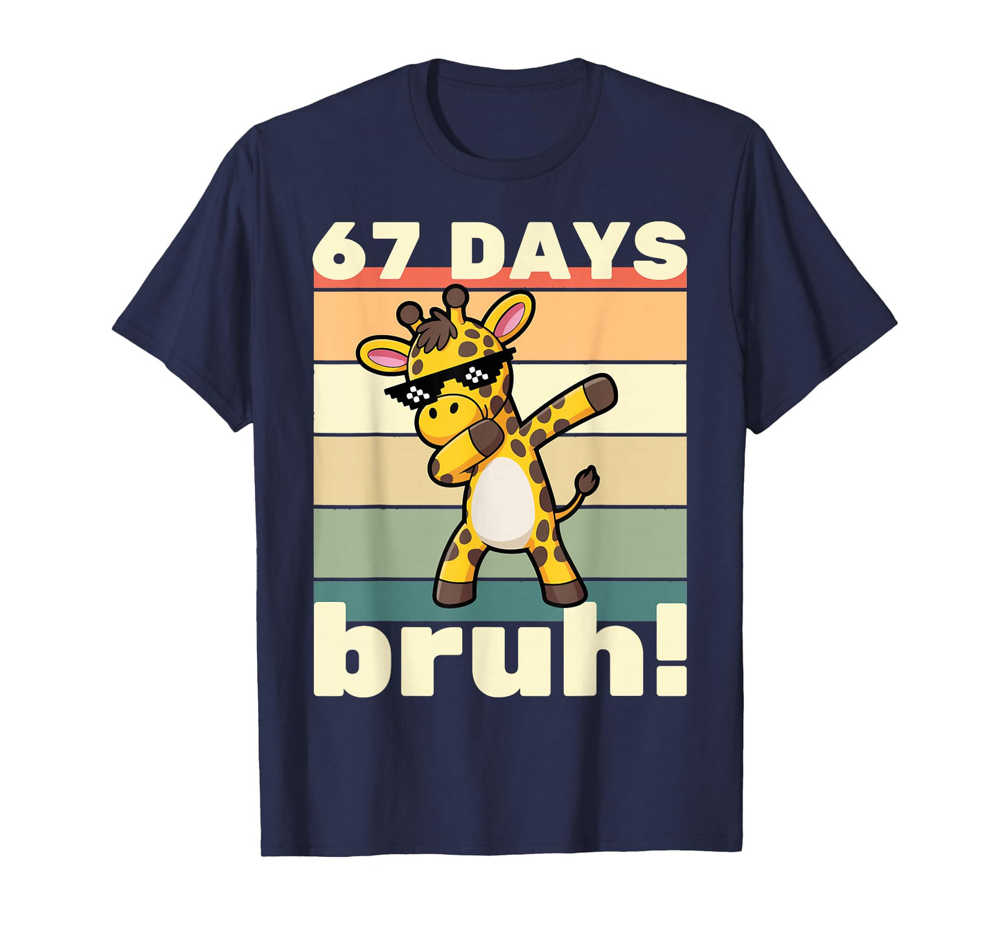 67 Days of School Bruh Funny Meme Boys Kids Dabbing Giraffe T-Shirt