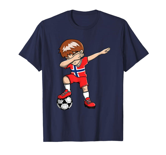 Dabbing Soccer Boy - Norway Jersey Norwegian Football Fan T-Shirt