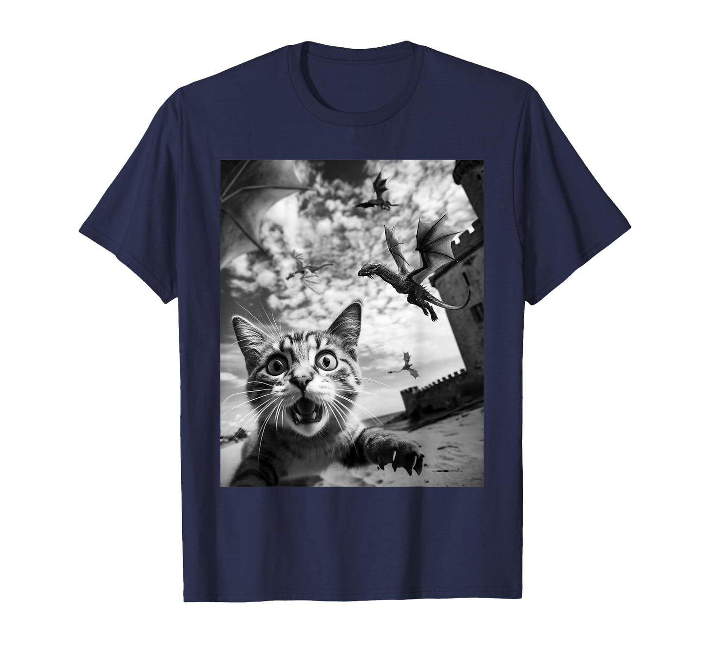 Funny Cat Selfie with Dragons T-Shirt