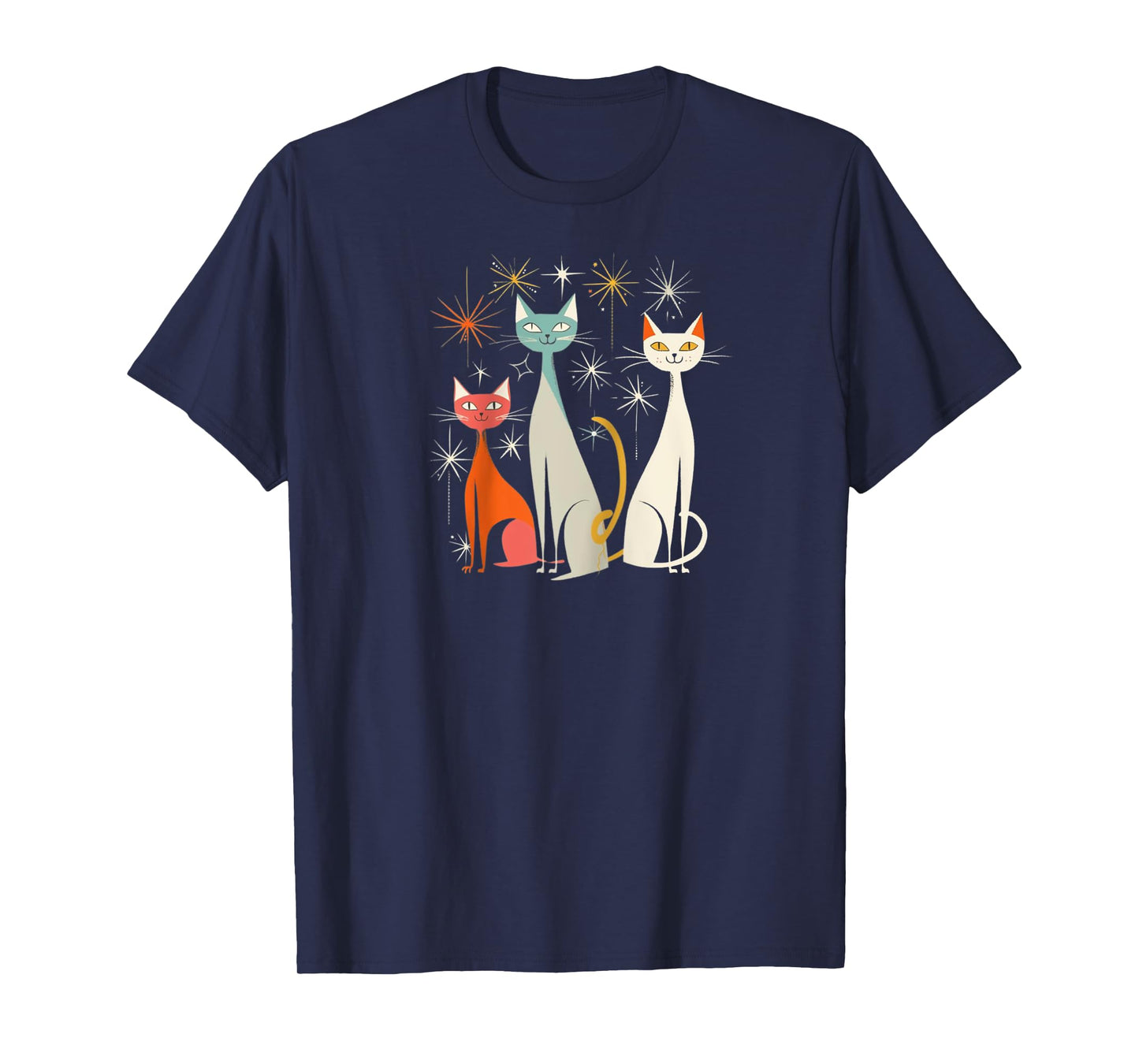 Vintage Retro Mid-Century Modern Look Cats 50s 60s Style Raglan Baseball Tee