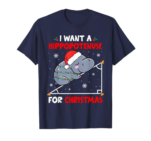 A Hippopotamus For Xmas Hypotenuse Math Teacher Students T-Shirt
