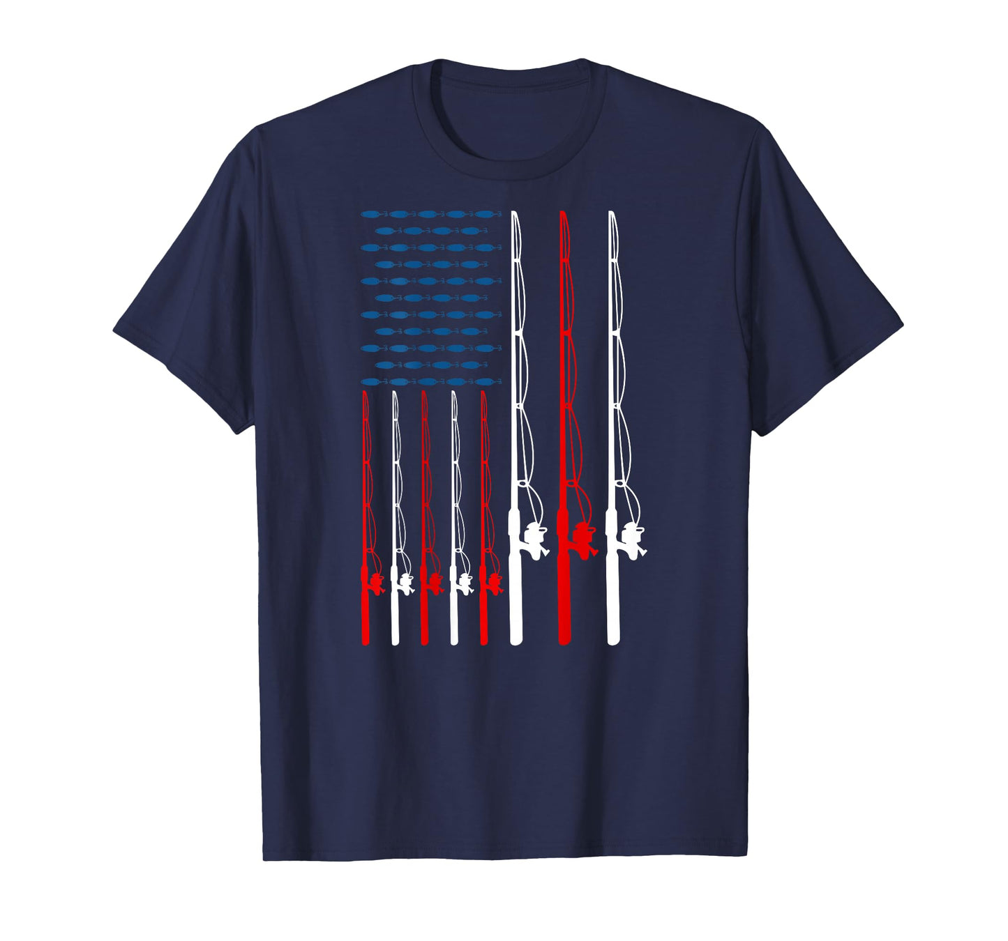 American Flag Fishing Rod Fishing Lover Funny Fisherman T-Shirt
