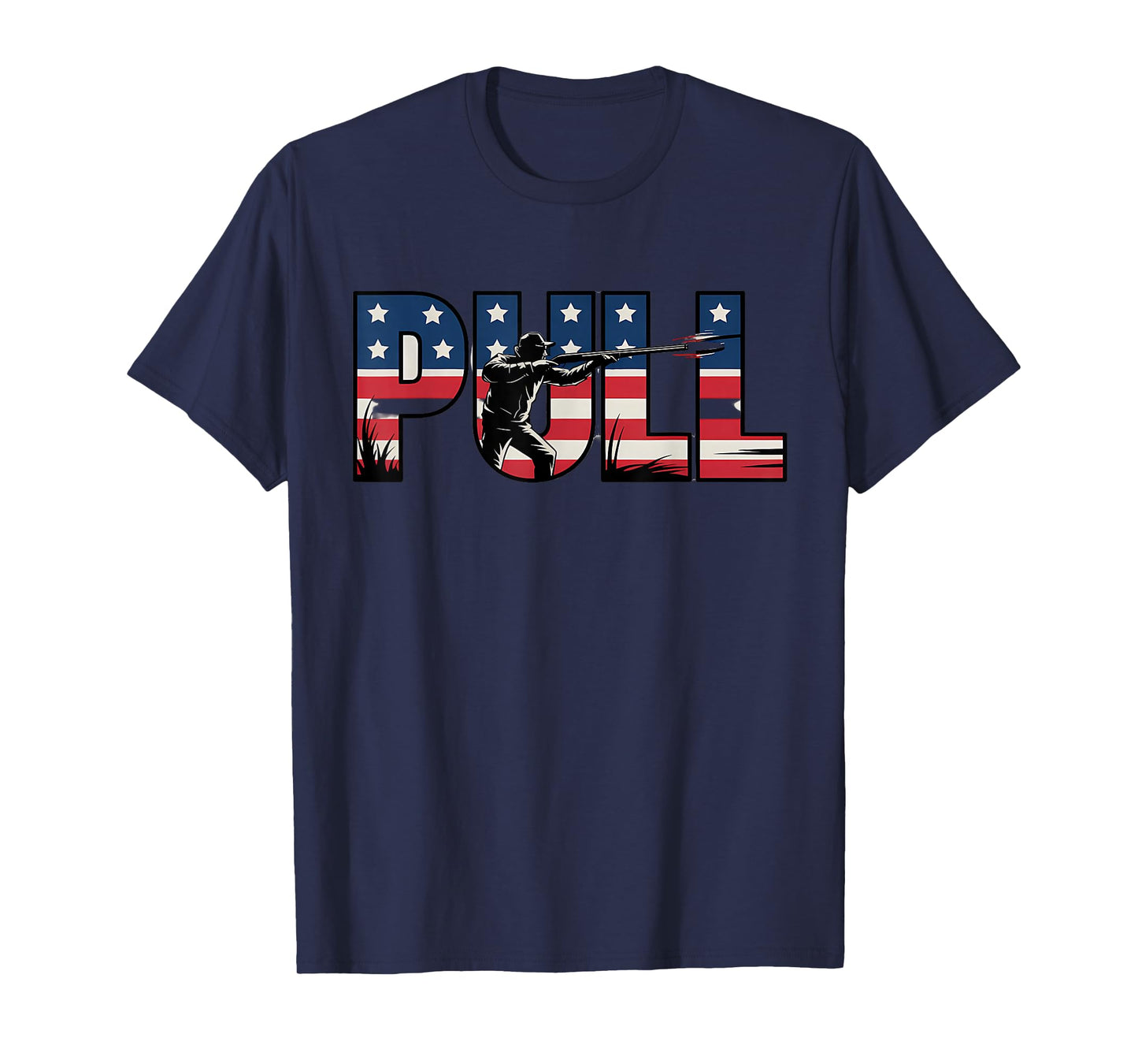 Skeet Trap Clay Pull Skeet Trap Shooting American Flag T-Shirt