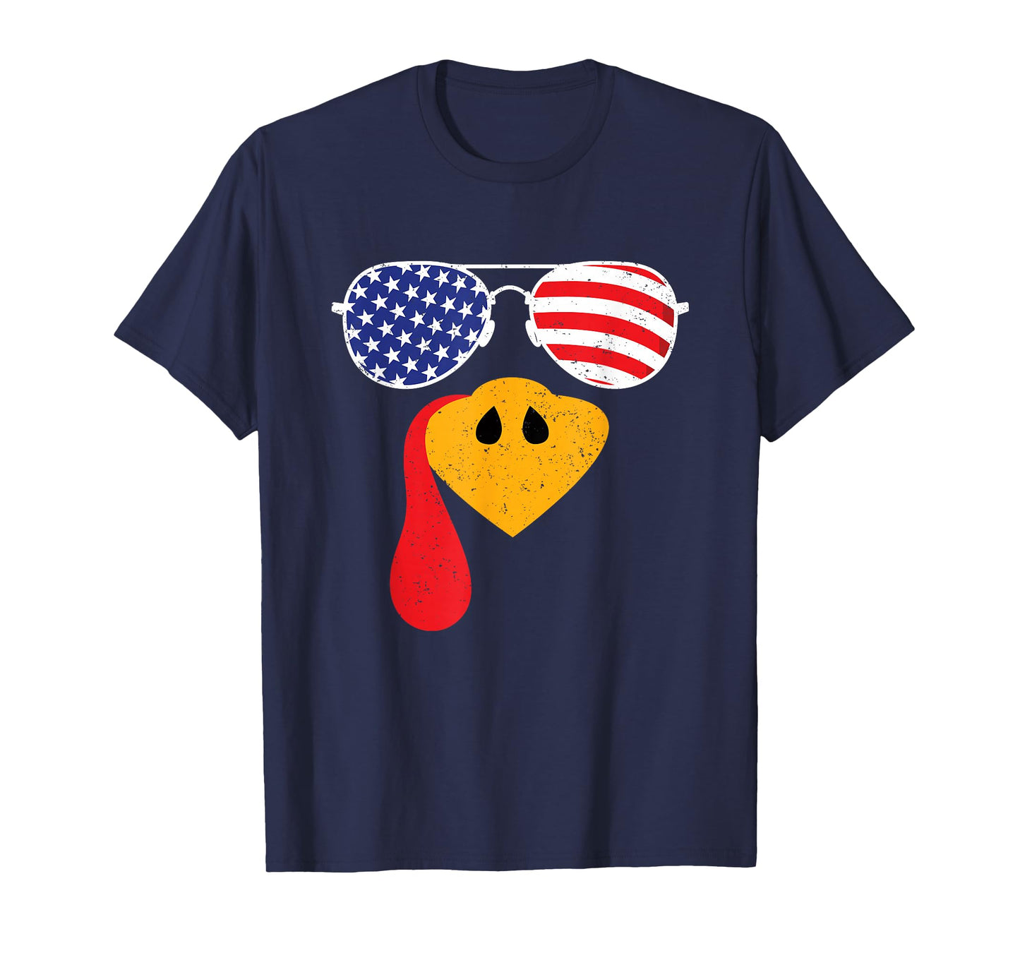 Turkey Face Flag Sunglasses Thanksgiving Family Outfits T-Shirt