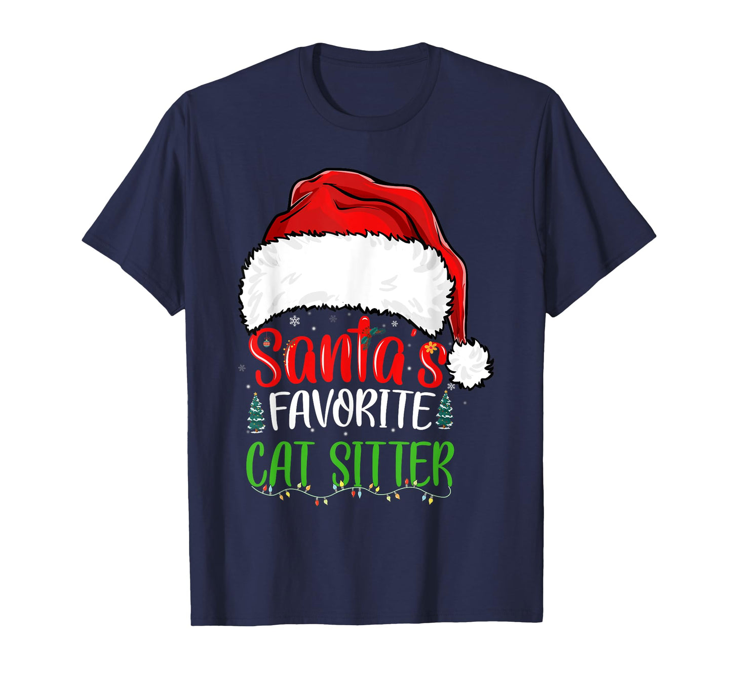 Santa's Favorite Cat Sitter Funny Christmas Cat Sitter T-Shirt