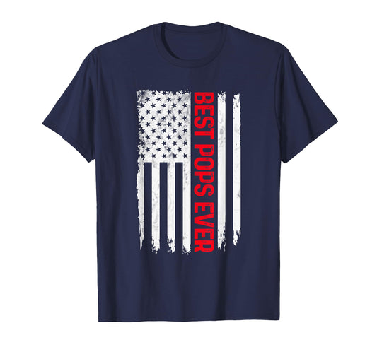 Mens Best Pops Ever American flag Funny Pops Grandpa T-Shirt