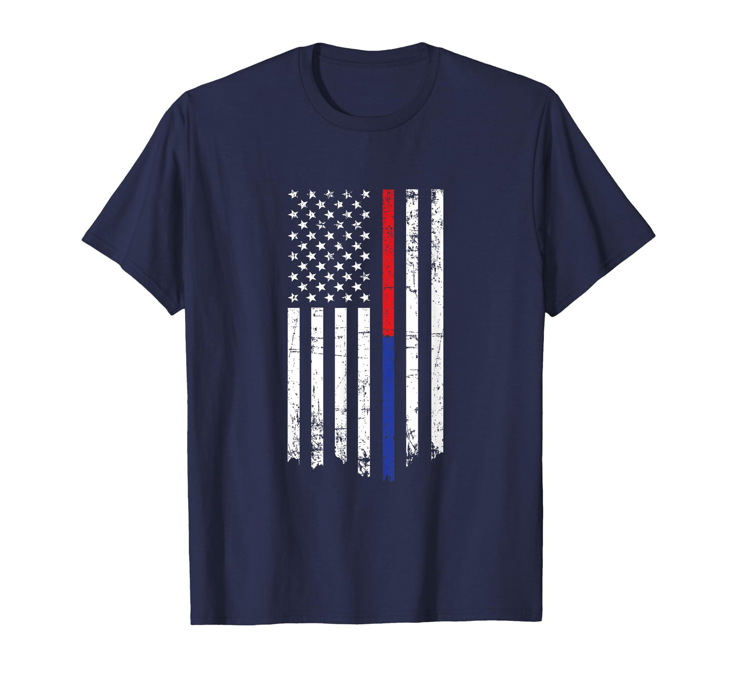 Firefighter Police Officer Thin Red Blue Line American Flag T-Shirt for Women Kids Men