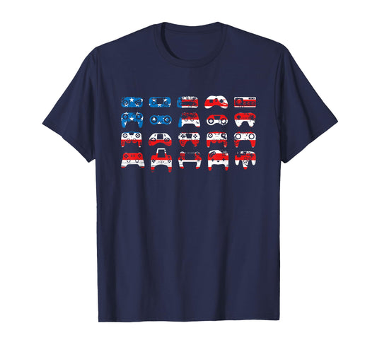 American Flag Gamer July 4th Video Games USA Patriotic Pride T-Shirt
