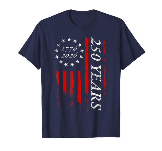 250 Years 13-Star Betsy Ross American Flag 4th of July 1776 T-Shirt