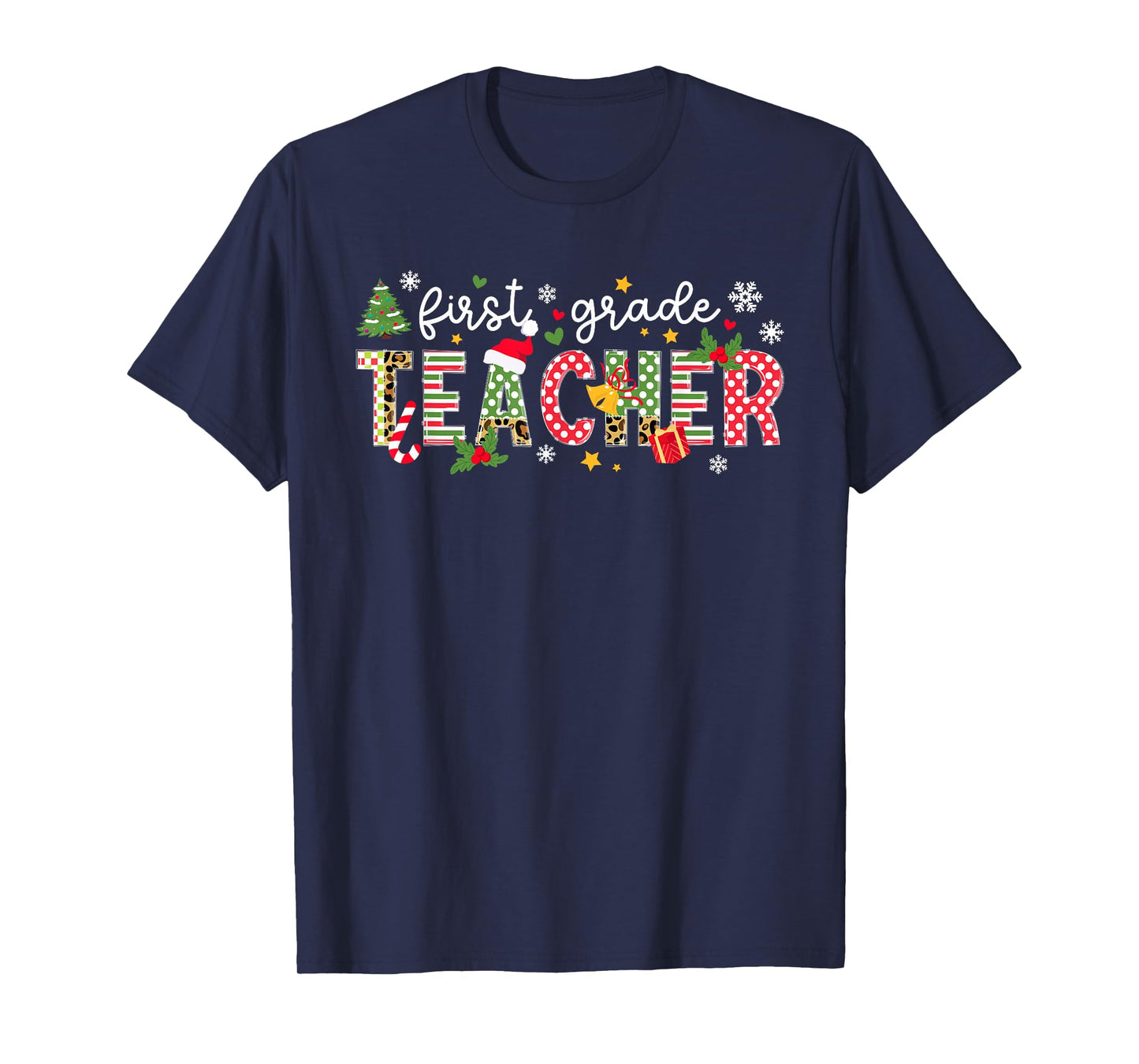 Christmas 1st Grade Teacher Xmas Party T-Shirt - Black, Small, Unisex-Adults, Short Sleeve, T-Shirt