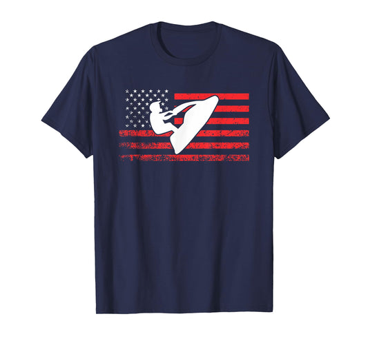 Jet Ski T-Shirt American Flag Shirt Funny Jet Skiing Gifts T-Shirt