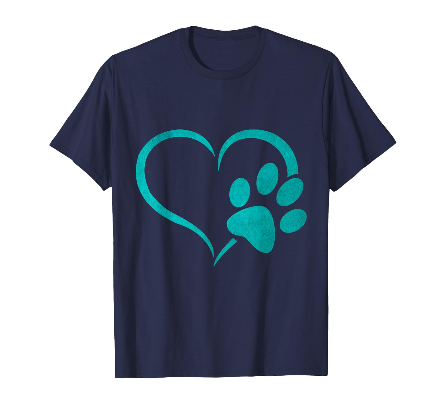 vintage Teal Dog Paw Print heart For Dogs Lover T-Shirt