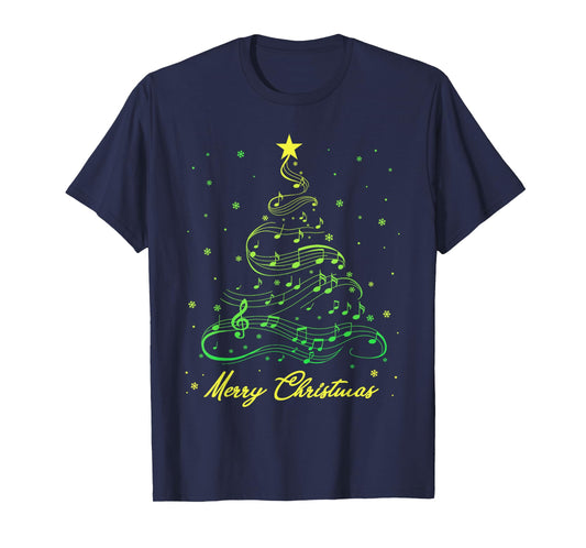 Christmas Music Tree Musical Notes Kids Music Lovers Teacher T-Shirt