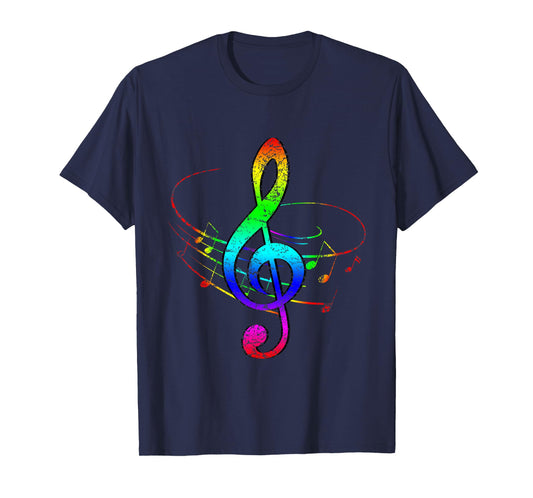 Colorful Rainbow Treble Clef T-Shirt