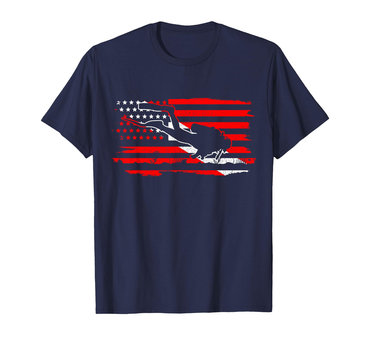 Scuba Diving Patriotic American Flag Vintage Scuba Diver T-Shirt