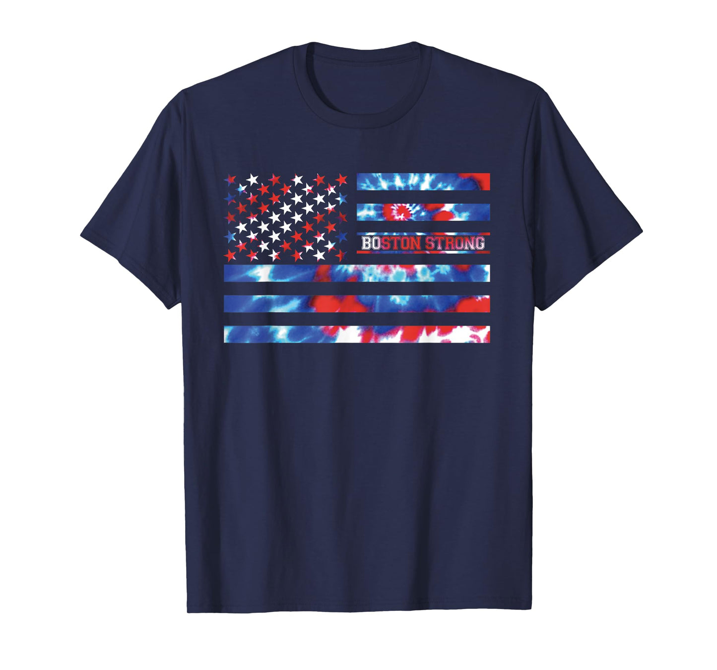 Boston Strong Tie Dye Red White Blue Patriotic American Flag Women Kids Men T-Shirt