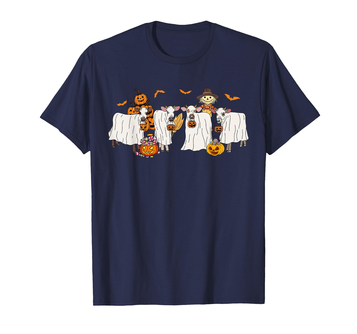 Cow Dressed As Ghost Farm Animal Halloween Costume T-Shirt